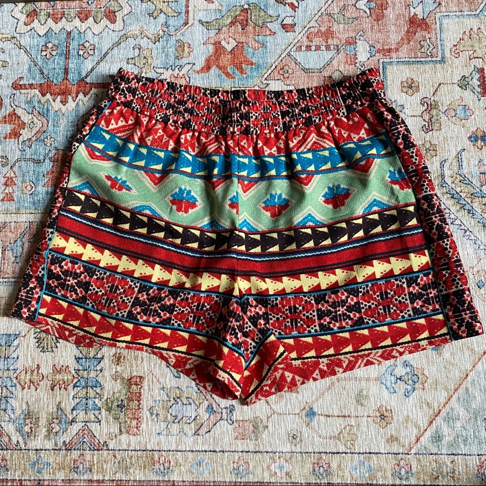 BCBG MAXAZRIA ORIEL SAFFRON PRINT BOXING DRESS SHORTS POCKETS SMALL MULTICOLOR